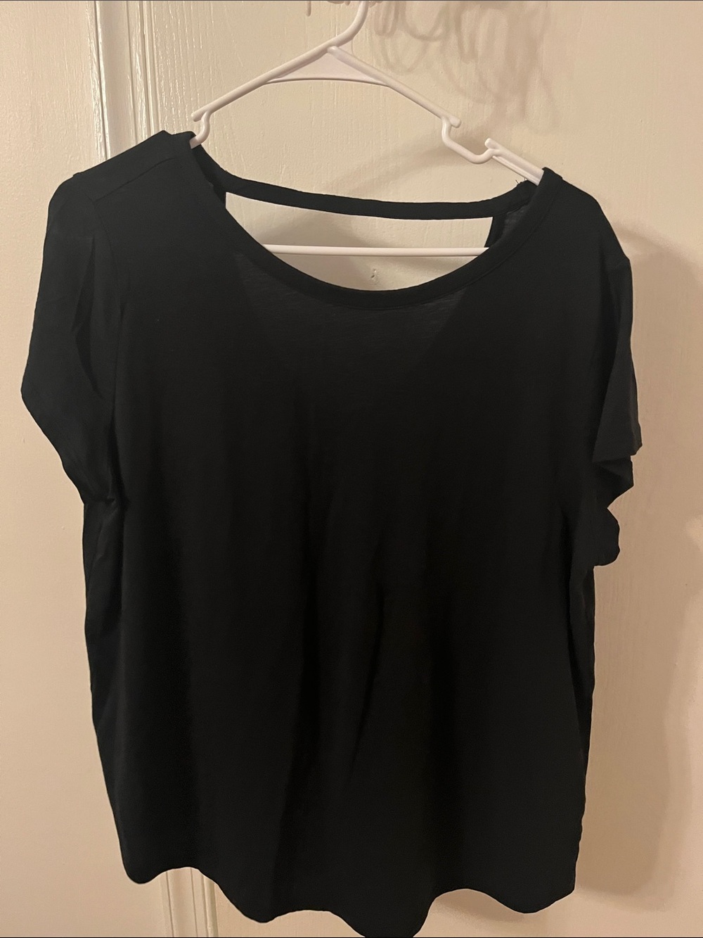LOFT Black Short Sleeve Tee with Back Strap Detail